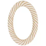 35.5x24mm Oval twisted effect acrylic link - Ivory - Gold Tone x1
