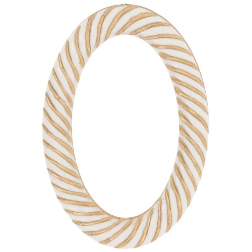 35.5x24mm Oval twisted effect acrylic link - Ivory - Gold Tone x1