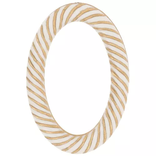 35.5x24mm Oval twisted effect acrylic link - Ivory - Gold Tone x1