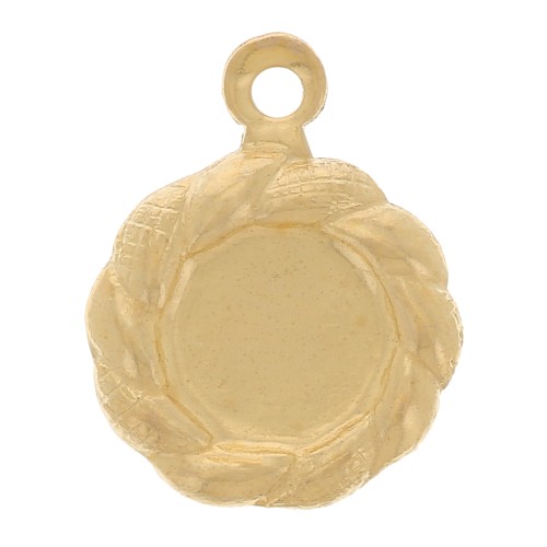 9mm Round pendant braided effect for 5mm cabochon - Gold filled x1