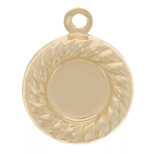 9mm Round pendant rope effect for 5mm cabochon - Gold filled x1