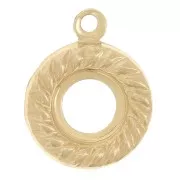 9mm Round hollow pendant rope effect for 5mm cabochon - Gold filled x1