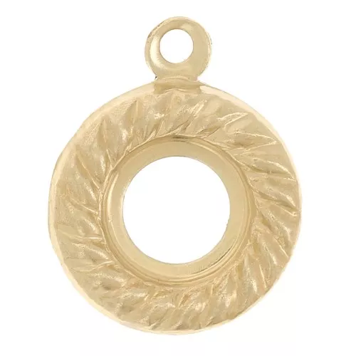 9mm Round hollow pendant rope effect for 5mm cabochon - Gold filled x1