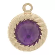 9mm Round hollow pendant rope effect for 5mm cabochon - Gold filled x1