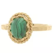 Adjustable hammered ring T52 -56 for 8x6mm cabochon Fine Gold plated x1