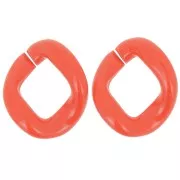 39x34mm Oval twisted acrylic link - Dark orange x1