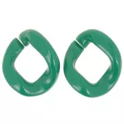 39x34mm Oval twisted acrylic link - Dark green x1