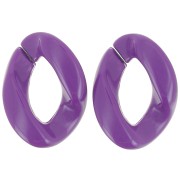 29x21mm Oval twisted acrylic link - Dark purple x1