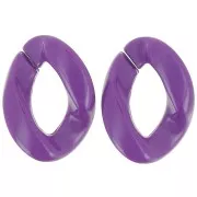 29x21mm Oval twisted acrylic link - Dark purple x1