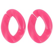29x21mm Oval twisted acrylic link - Fuchsia x1