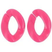 29x21mm Oval twisted acrylic link - Fuchsia x1