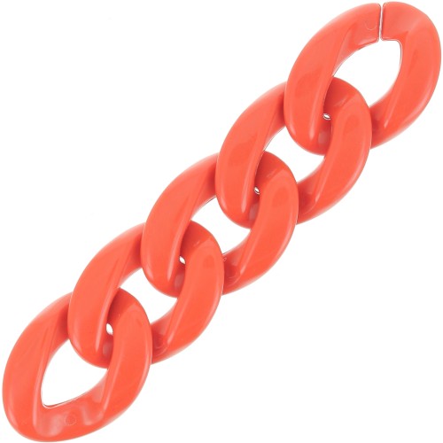 29x21mm Oval twisted acrylic link - Dark orange x1