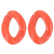 29x21mm Oval twisted acrylic link - Dark orange x1