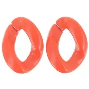 29x21mm Oval twisted acrylic link - Dark orange x1