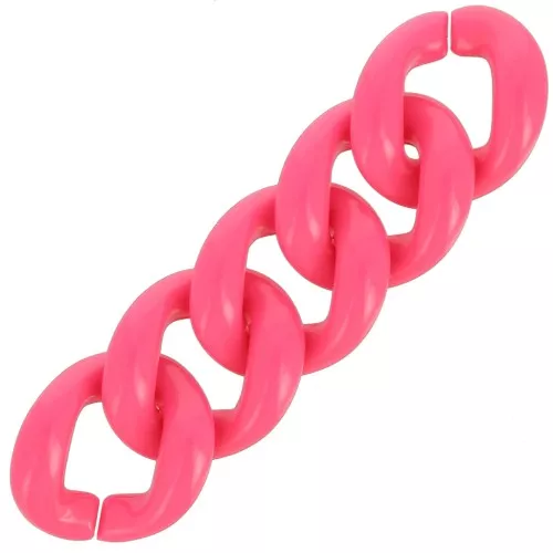 29x21mm Oval twisted acrylic link - Neon pink x1