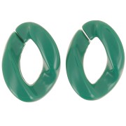 29x21mm Oval twisted acrylic link - Dark green x1