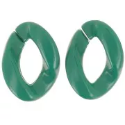 29x21mm Oval twisted acrylic link - Dark green x1