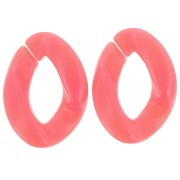 29x21mm Oval twisted acrylic link - Coral x1