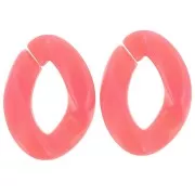 29x21mm Oval twisted acrylic link - Coral x1
