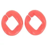 21x18mm Oval twisted acrylic link - Dark orange x1