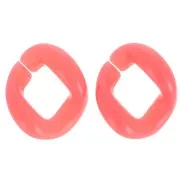 21x18mm Oval twisted acrylic link - Coral x1