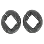 21x18mm Oval twisted acrylic link - Black x1