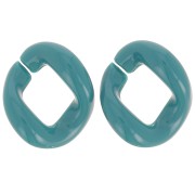 21x18mm Oval twisted acrylic link - Duck blue x1