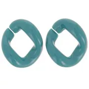 21x18mm Oval twisted acrylic link - Duck blue x1