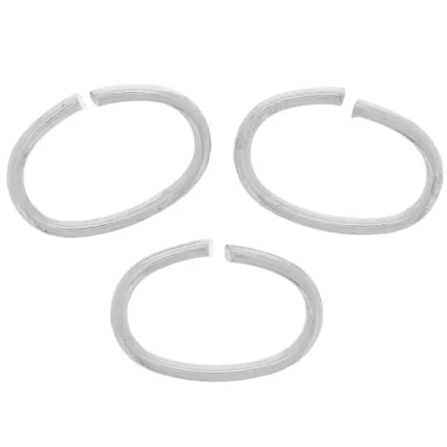 11x7x1mm oval Open jump rings - Fine silver plating x25