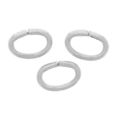 5x3.5x1.2mm oval Open jump rings - demi-jonc - Fine silver plating x25