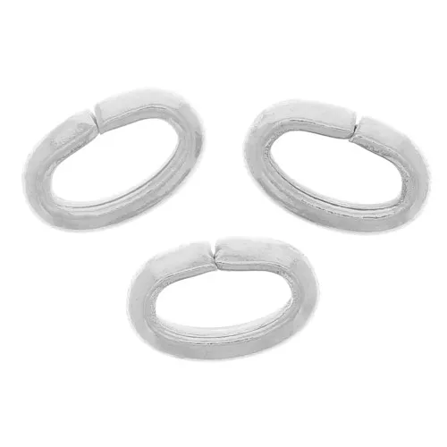 6x4x2mm oval Open jump rings - demi-jonc - Fine silver plating x20