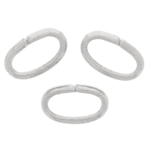 8x5x1.6mm oval Open jump rings - demi-jonc - Fine silver plating x20