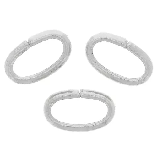 8x5x1.6mm oval Open jump rings - demi-jonc - Fine silver plating x20