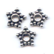 925 Sterling Silver Flower beads 6 mm x10