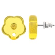 15mm clear resin flower studs with rhinestones - Sunshine yellow x2|raw }}