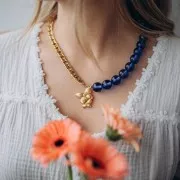 14mm Transparent resin bead - Glacier blue x1