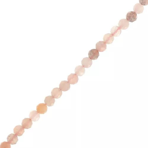 Round faceted beads 3.5 mm gemstone - Mix of Peach Moonstone x39cm