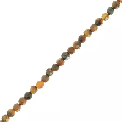 Round faceted beads 3 mm gemstone - Tiger eye x39cm