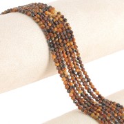 Round faceted beads 3 mm gemstone - Tiger eye x39cm