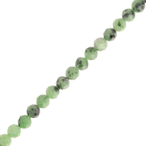 Round faceted beads 4 mm gemstone - Ruby Zoisite x39cm