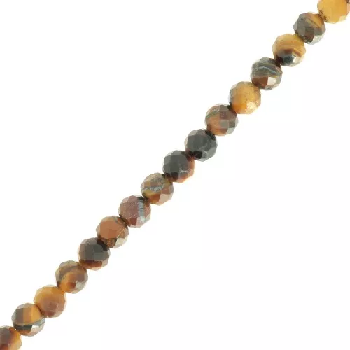 4mm Round faceted gemstone beads - Tiger eye x38cm