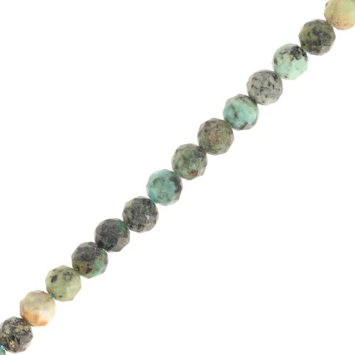 Round faceted beads 4.5 mm gemstone - African Turquoise - Jasper x39cm