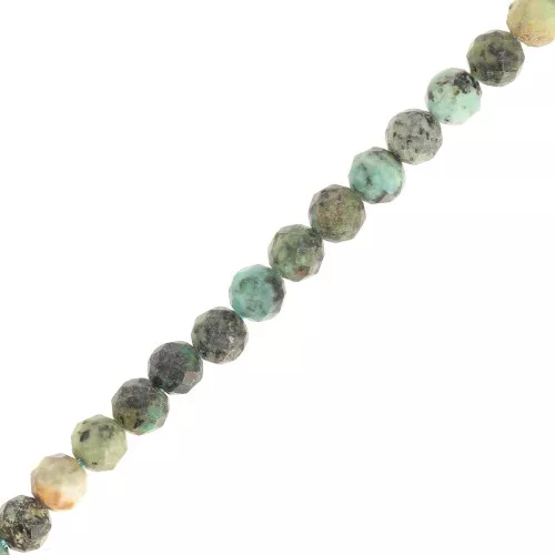 Round faceted beads 4.5 mm gemstone - African Turquoise - Jasper x39cm