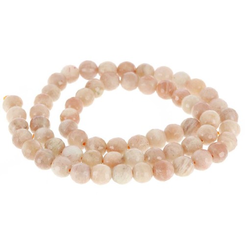 Round faceted beads 6 mm gemstone - Mix of Peach Moonstone x38cm