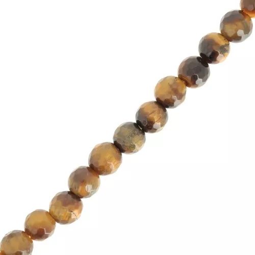Round faceted beads 6 mm gemstone - Tiger eye x38cm