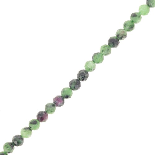 Round faceted beads 3 mm gemstone - Ruby Zoisite x39cm
