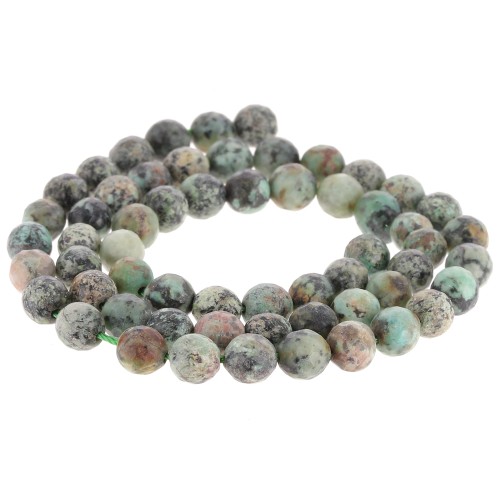 Round faceted beads 6 mm gemstone - African Turquoise - Jasper x37cm