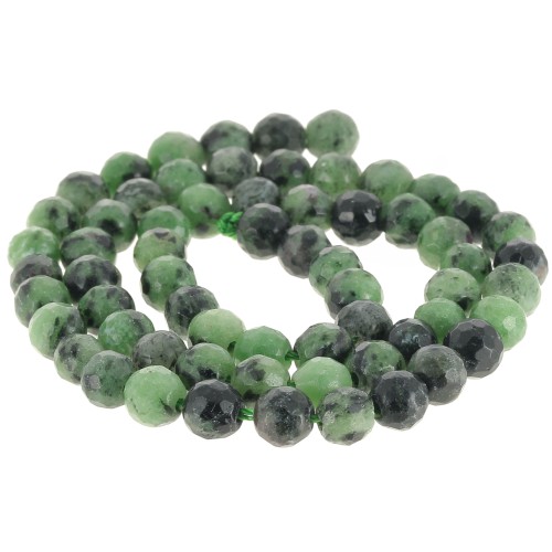 6mm Round faceted beads gemstone - Ruby Zoisite x37cm