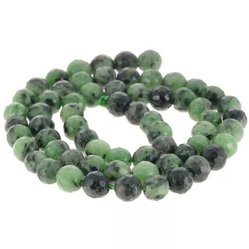 6mm Round faceted beads gemstone - Ruby Zoisite x37cm