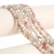 Round beads 6 mm gemstone - Mix of Peach Moonstone x39cm
